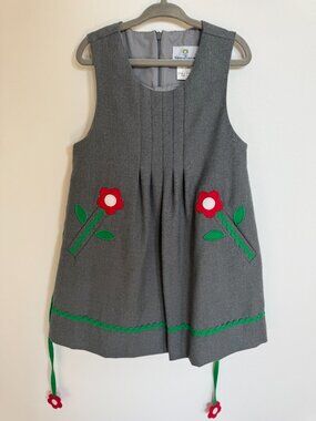 Florence Eiseman Grey Wool Flower Jumper Dress